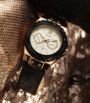  Shop Authentic Guess Limelight Quartz White Dial Black Leather Strap Watch For Women - W0775L9 - Luxxuri