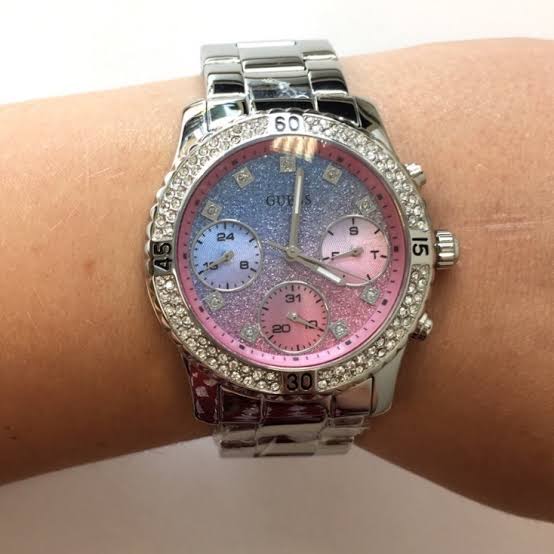  Shop Authentic Guess Confetti Multicolored Dial Silver Steel Strap Watch For Women - W0774L1 - Luxxuri