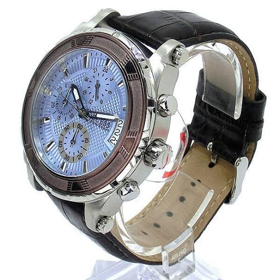  Shop Authentic Guess Pinnacle Chronograph Quartz Blue Dial Brown Leather Strap Watch For Men - W0673G1 - Luxxuri
