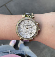  Shop Authentic Michael Kors Parker Chronograph Silver Dial Two Tone Steel Strap Watch For Women - MK5687 - Luxxuri