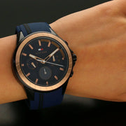  Shop Authentic Tommy Hilfiger Aiden Chronograph Blue Dial Blue Silicone Strap Watch For Men - 1791860 - Luxxuri