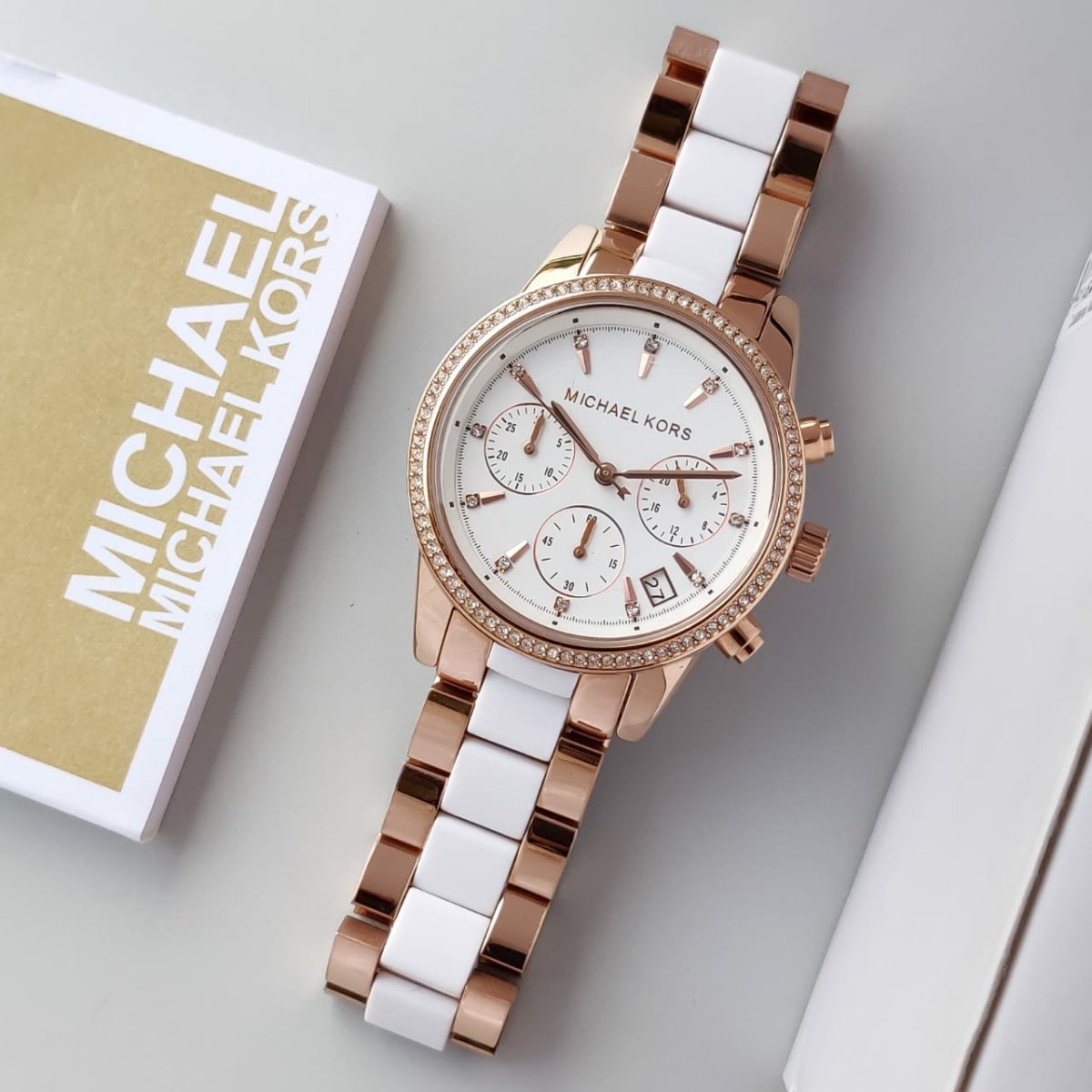  Shop Authentic Michael Kors Ritz White Dial Two Tone Steel Strap Watch for Women - MK6324 - Luxxuri
