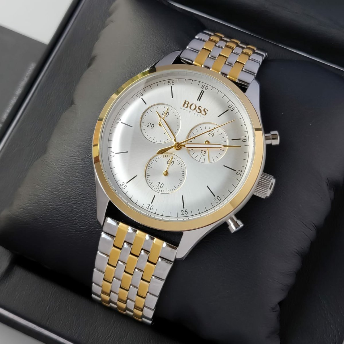  Shop Authentic Hugo Boss Companion Silver Dial Two Tone Mesh Bracelet Watch for Men - 1513654 - Luxxuri