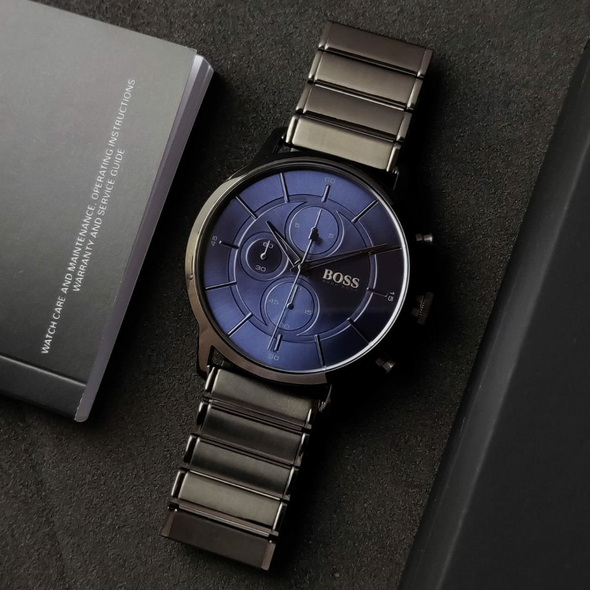  Shop Authentic Hugo Boss Architectural Blue Dial Grey Steel Strap Watch for Men - 1513574 - Luxxuri