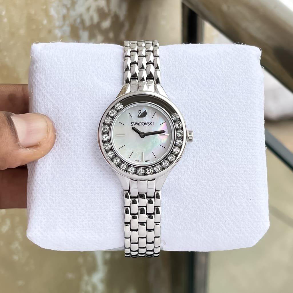  Shop Authentic Swarovski Lovely Crystals Mini White Dial Silver Steel Strap Watch for Women - 5242901 - Luxxuri