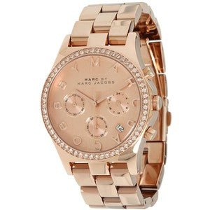  Shop Authentic Marc Jacobs Henry Chronograph Rose Gold Dial Rose Gold Steel Strap Watch for Women - MBM3118 - Luxxuri