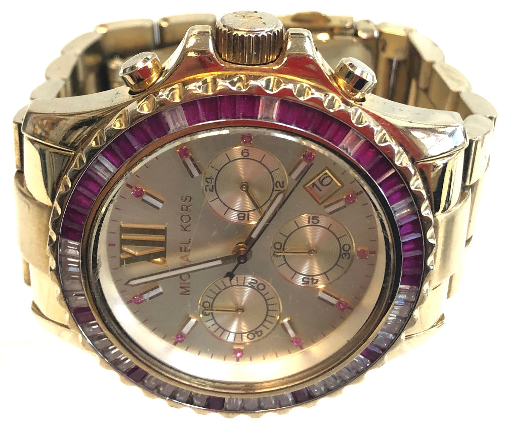  Shop Authentic Michael Kors Everest Chronograph Gold Dial Gold Steel Strap Watch for Women - MK5871 - Luxxuri