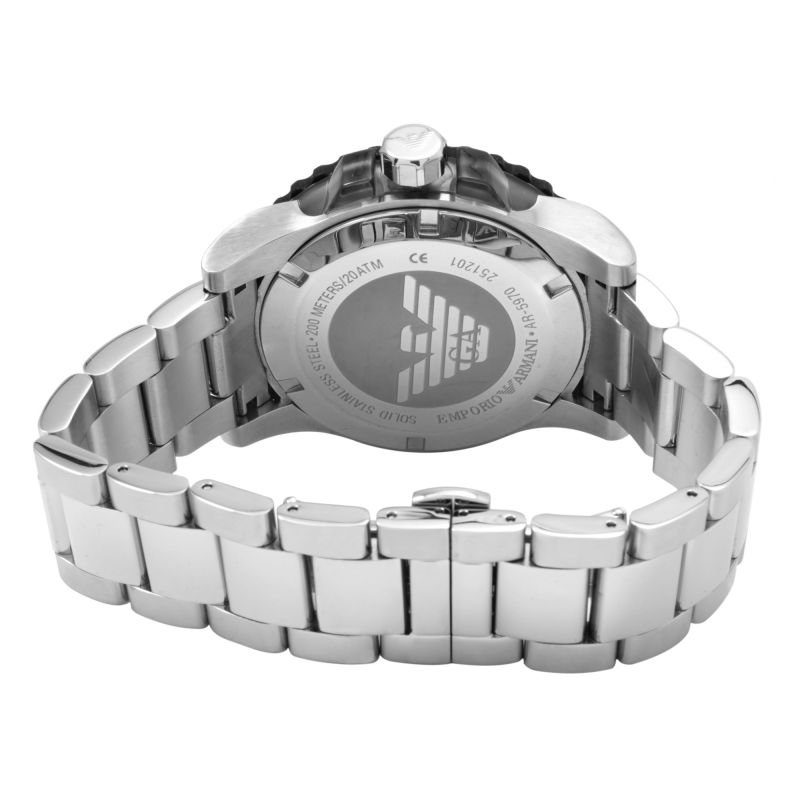  Shop Authentic Emporio Armani Bracelet Collection Black Dial Silver Steel Strap Watch For Men - AR5970 - Luxxuri