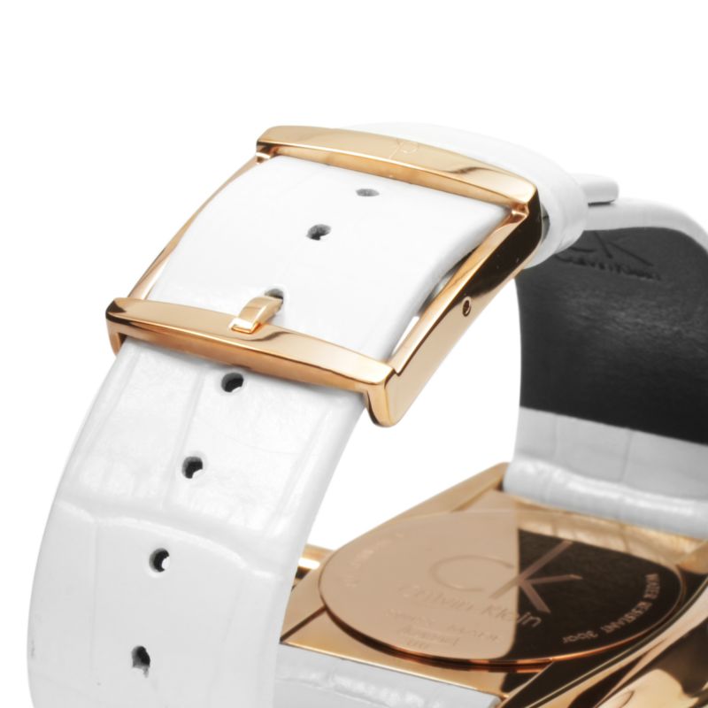  Shop Authentic Calvin Klein Accent Silver Dial White Leather Strap Watch for Women - K2Y216K6 - Luxxuri