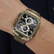  Shop Authentic Fossil Inscription Multifunction Black Dial Gold Steel Strap Watch for Men - BQ2656 - Luxxuri