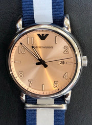  Shop Authentic Emporio Armani Luigi Analog Beige Dial Two Tone NATO Strap Watch For Men - AR11212 - Luxxuri