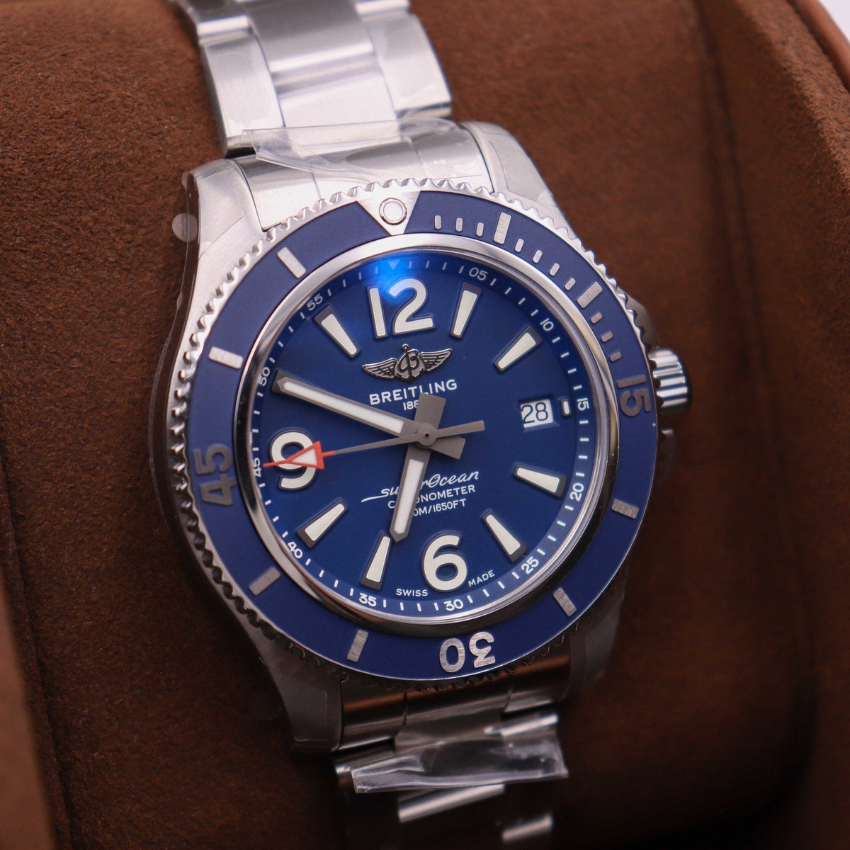  Shop Authentic Breitling Superocean Automatic 42mm Blue Dial Silver Steel Strap Watch for Men - A17366D81C1A1 - Luxxuri