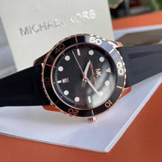  Shop Authentic Michael Kors Runway Quartz Black Dial Black Silicone Strap Watch For Women - MK6852 - Luxxuri