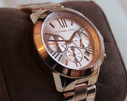 Shop Authentic Michael Kors Runway Chronograph Rose Gold Dial Rose Gold Steel Strap Watch For Women - MK5778 - Luxxuri