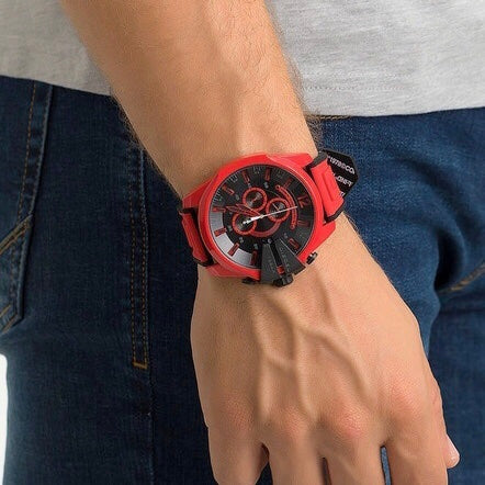  Shop Authentic Diesel Mega Chief Chronograph Black Dial Red Rubber Strap Watch For Men - DZ4526 - Luxxuri