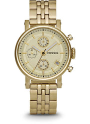  Shop Authentic Fossil Boyfriend Chronograph Gold Dial Gold Steel Strap Watch for Women - ES2197 - Luxxuri