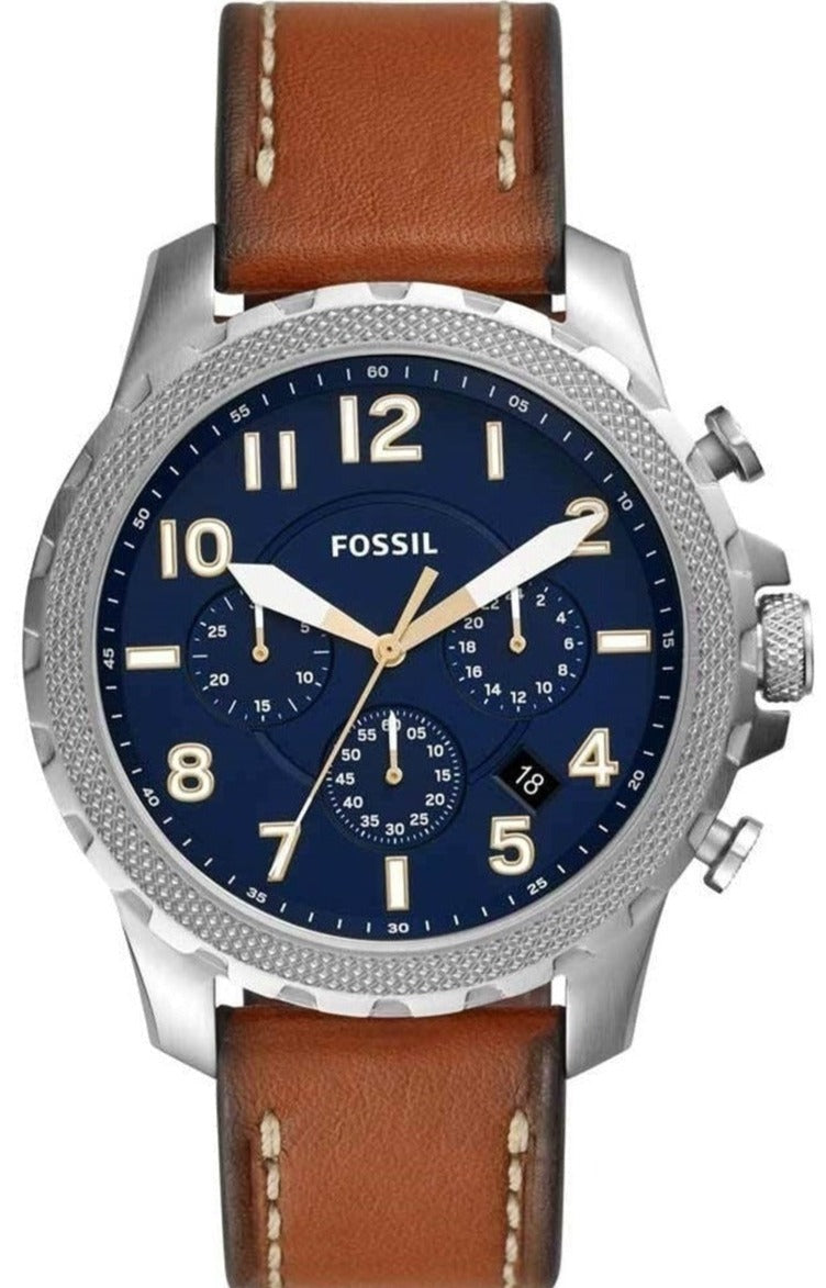  Shop Authentic Fossil Nate Chronograph Navy Blue Dial Brown Leather Strap Watch for Men - JR1504 - Luxxuri