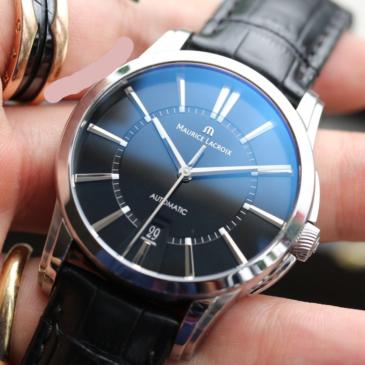  Shop Authentic Maurice Lacroix Pontos Date Automatic Black Dial Black Leather Strap Watch For Men - PT6148-SS001-330 - Luxxuri