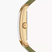  Shop Authentic Michael Kors Monroe Three-Hand Silver Dial Green Leather Strap Watch for Women - MKO1028 - Luxxuri