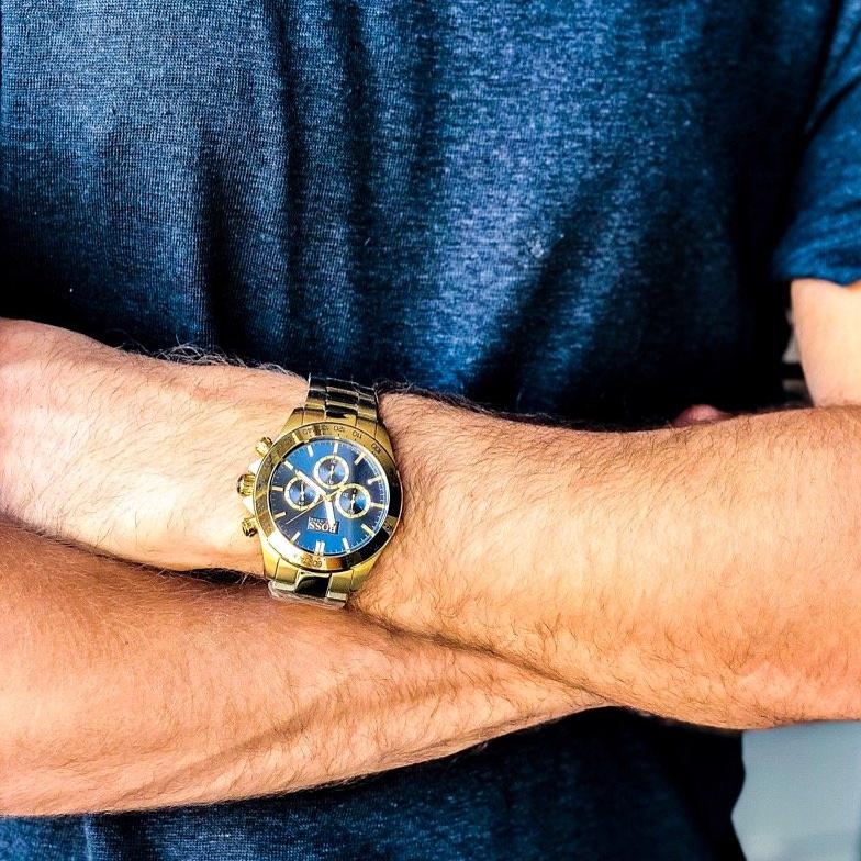 Shop Authentic Hugo Boss Ikon Blue Dial Gold Steel Strap Watch for Men - 1513340 - Luxxuri