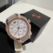  Shop Authentic Michael Kors Sidney Chronograph White Dial Beige Leather Strap Watch For Women - MK6949 - Luxxuri