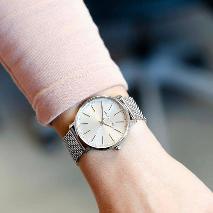  Shop Authentic Michael Kors Pyper Quartz White Dial Silver Mesh Strap Watch for Women - MK4338 - Luxxuri