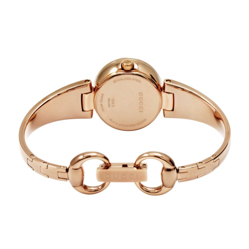  Shop Authentic Gucci Guccissima Collection Quartz Black Dial Rose Gold Steel Strap Watch For Women - YA134509 - Luxxuri