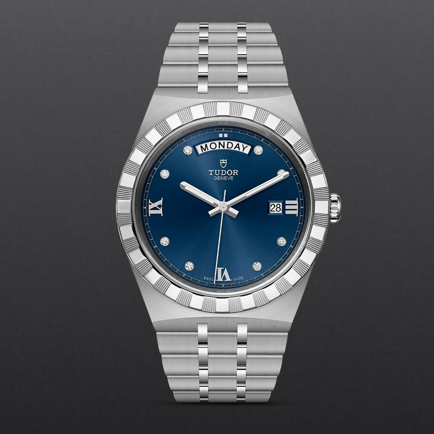 Shop Authentic Tudor Royal Automatic Diamonds Blue Dial Silver Steel Strap Watch for Men - M28600-0006 - Luxxuri