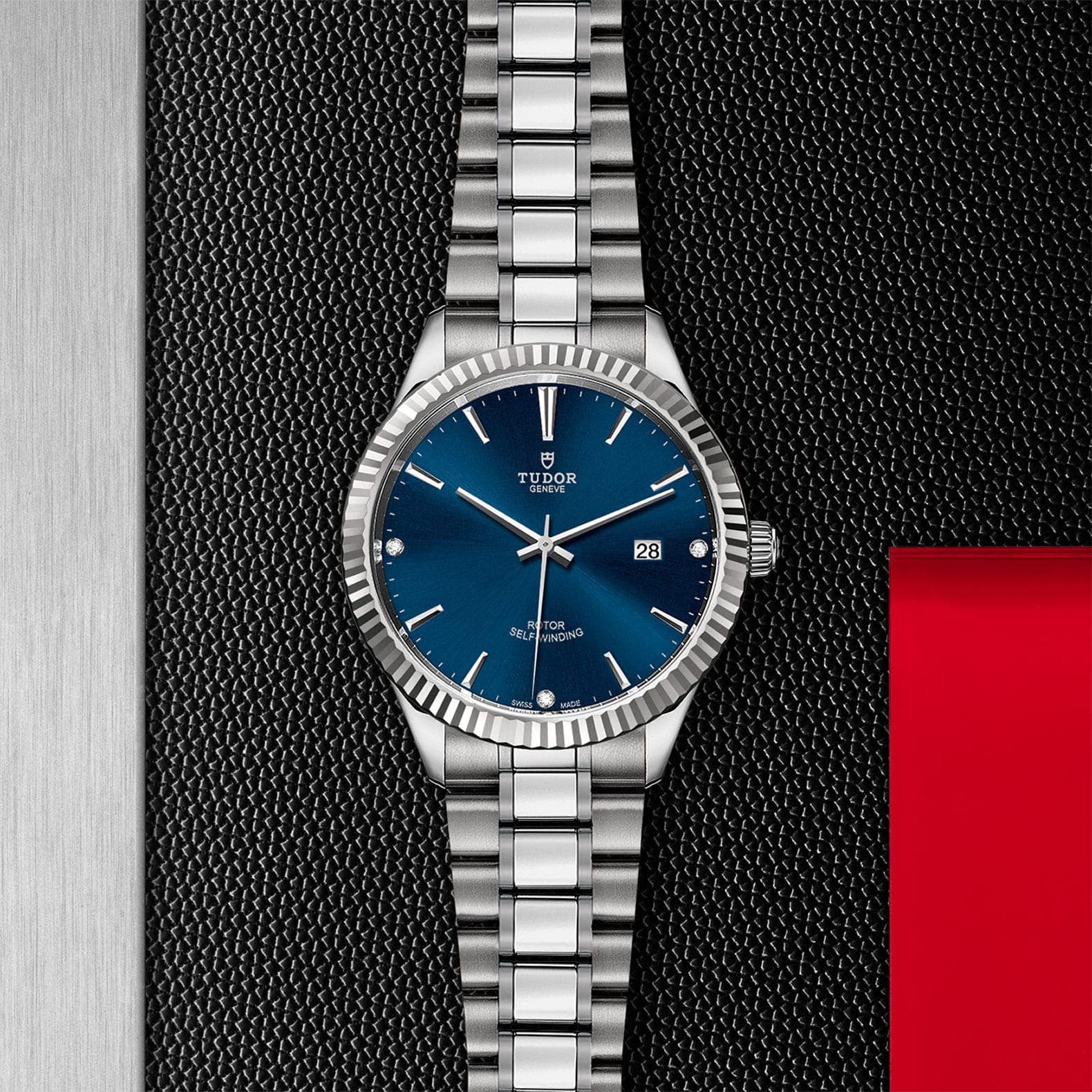  Shop Authentic Tudor Style Automatic Diamonds Blue Dial Silver Steel Strap Watch for Men - M12710-0017 - Luxxuri