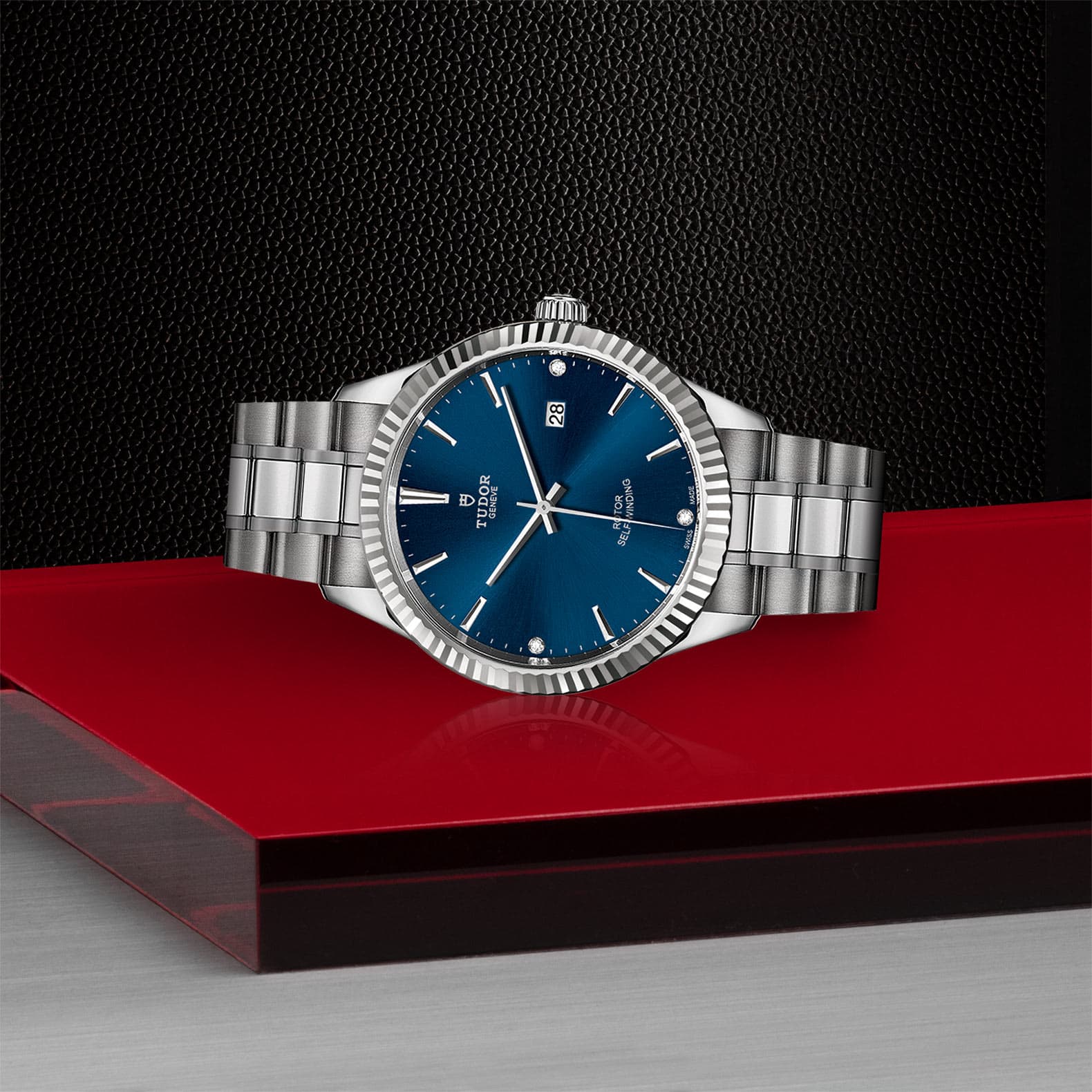  Shop Authentic Tudor Style Automatic Diamonds Blue Dial Silver Steel Strap Watch for Men - M12710-0017 - Luxxuri