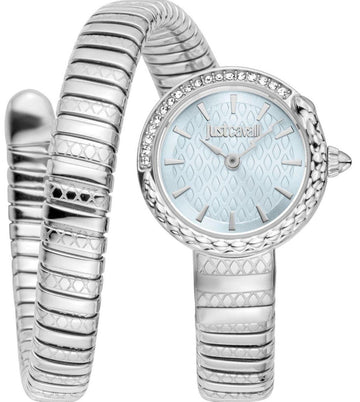 Just Cavalli Enchanting Tifanny Blue Dial Silver Steel Strap Watch for Women - JC1L301M0015