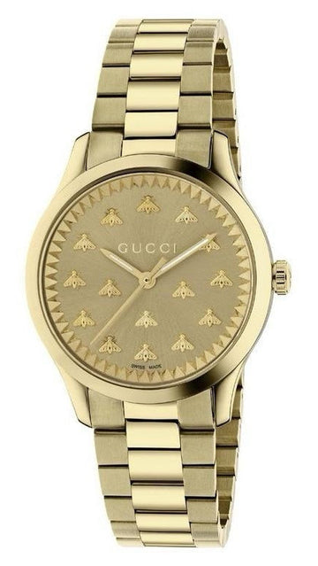 Gucci G Timeless 18K Gold Dial Gold Steel Strap Watch for Women - YA1265036