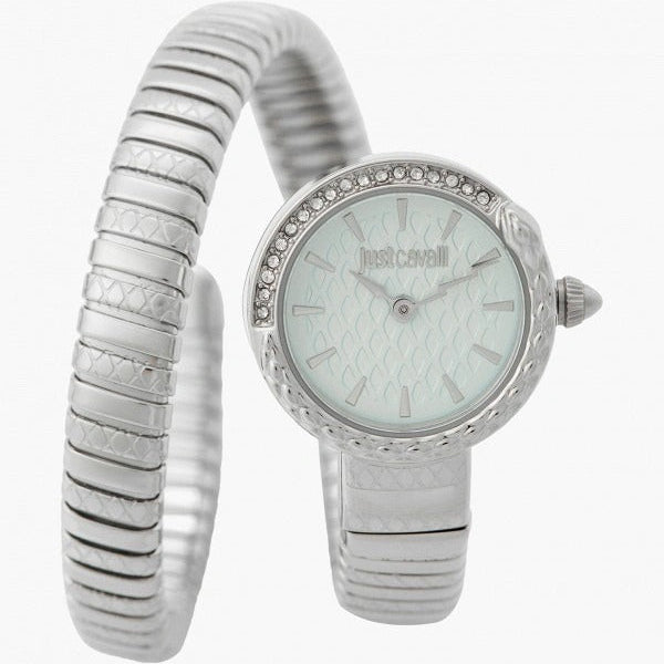 Just Cavalli Enchanting Tifanny Blue Dial Silver Steel Strap Watch for Women - JC1L301M0015