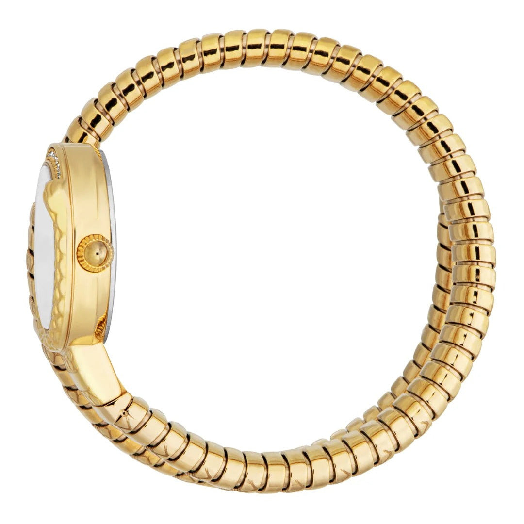 Just Cavalli Enchanting White Dial Gold Steel Strap Watch for Women - JC1L301M0025