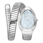 Just Cavalli Serpente Metallica Blue Dial Silver Steel Strap Watch for Women - JC1L223M0015