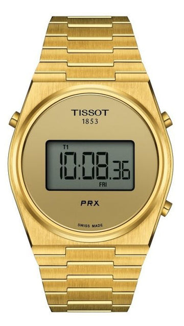 Tissot PRX Digital Quartz Gold Dial Gold Steel Strap Watch for Men - T137.463.33.020.00