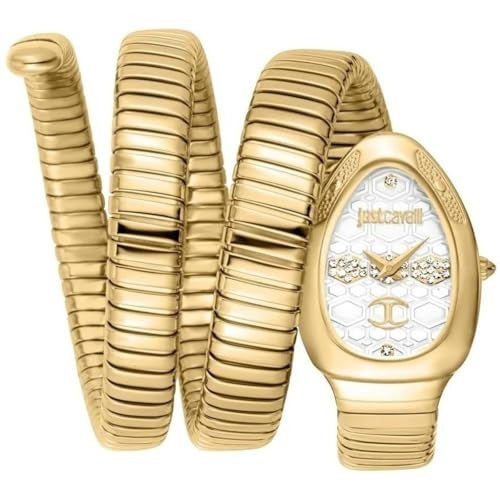 Just Cavalli Cosenza Silver Dial Gold Steel Strap Watch for Women - JC1L232M0025