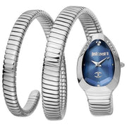 Just Cavalli Serpente Metallica Blue Dial Silver Steel Strap Watch for Women - JC1L209M0025