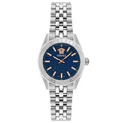  Shop Authentic Versace V-Code Analog Blue Dial Silver Steel Strap Watch for Women - VE8I00324 - Luxxuri