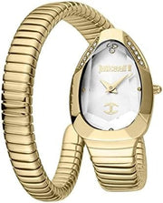 Just Cavalli Serpente Metallica White Dial Gold Steel Strap Watch for Women - JC1L208M0035