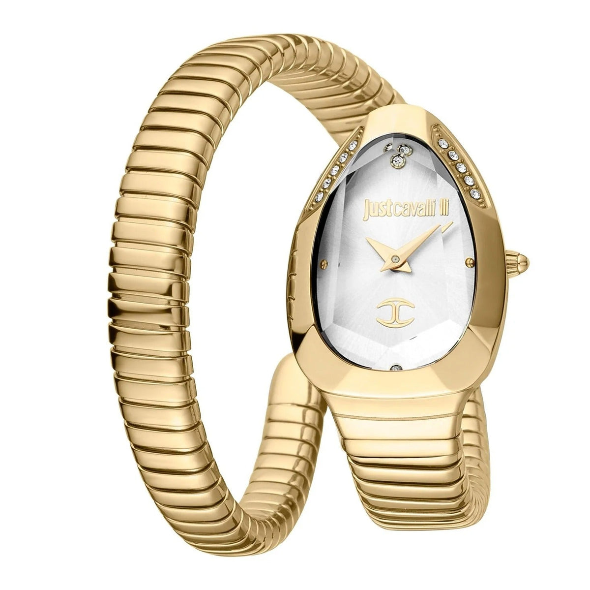 Just Cavalli Serpente Metallica White Dial Gold Steel Strap Watch for Women - JC1L208M0035