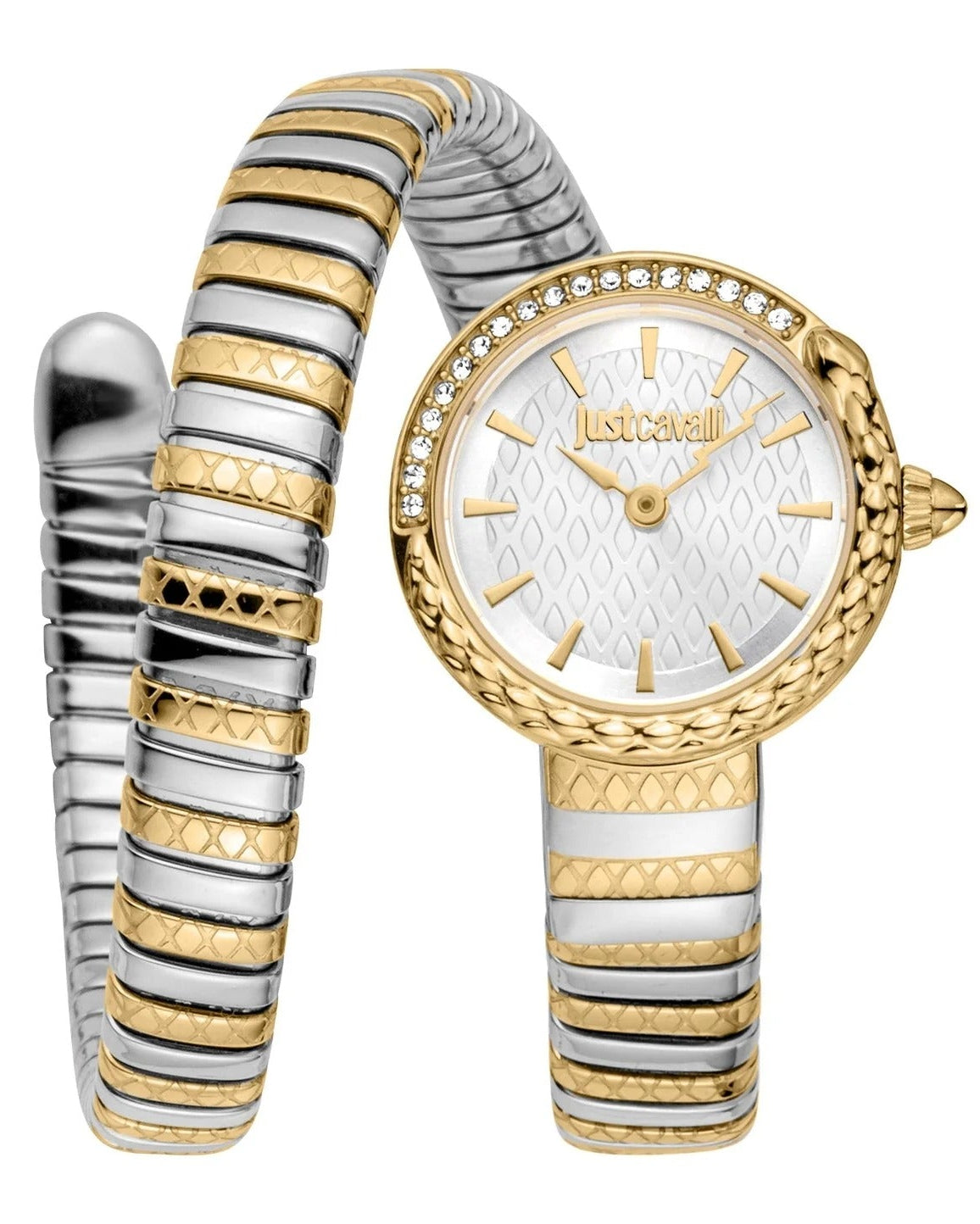 Just Cavalli Enchanting Silver Dial Two Tone Steel Strap Watch for Women - JC1L301M0065