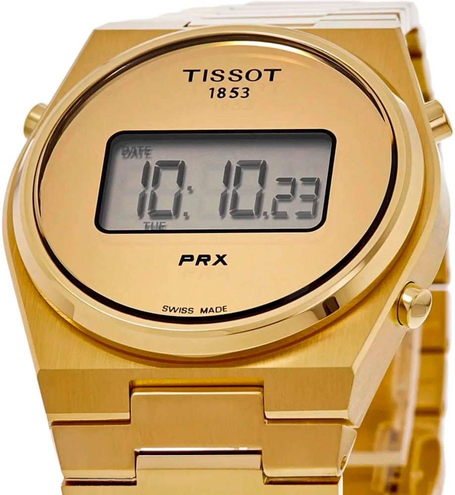 Tissot PRX Digital Quartz Gold Dial Gold Steel Strap Watch for Men - T137.463.33.020.00