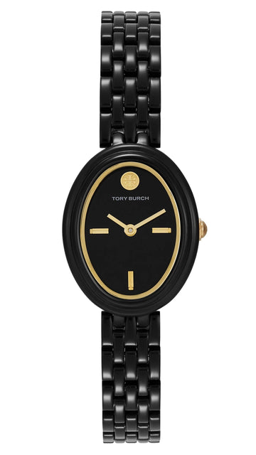 Tory Burch Oval Black Dial Black Steel Strap Watch for Women - TBW6035