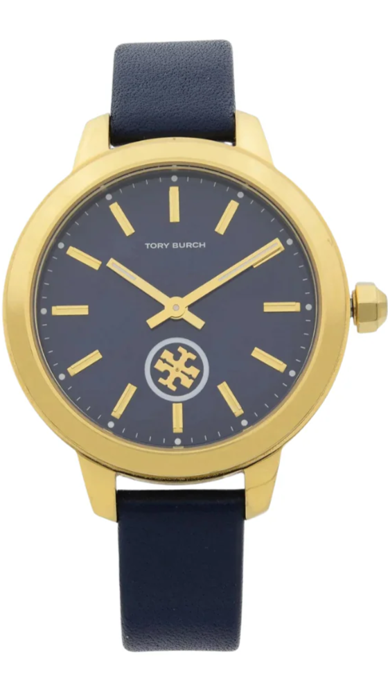 Tory Burch Collins Quartz Blue Dial Blue Leather Strap Watch for Women - TBW1203