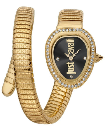 Just Cavalli Solo Black Dial Gold Steel Strap Watch for Women - JC1L167M0035