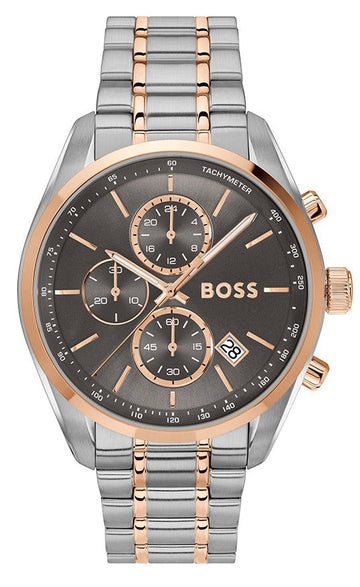 Hugo Boss Grand Prix Chronograph Grey Dial Two Tone Steel Strap Watch for Men - 1514252