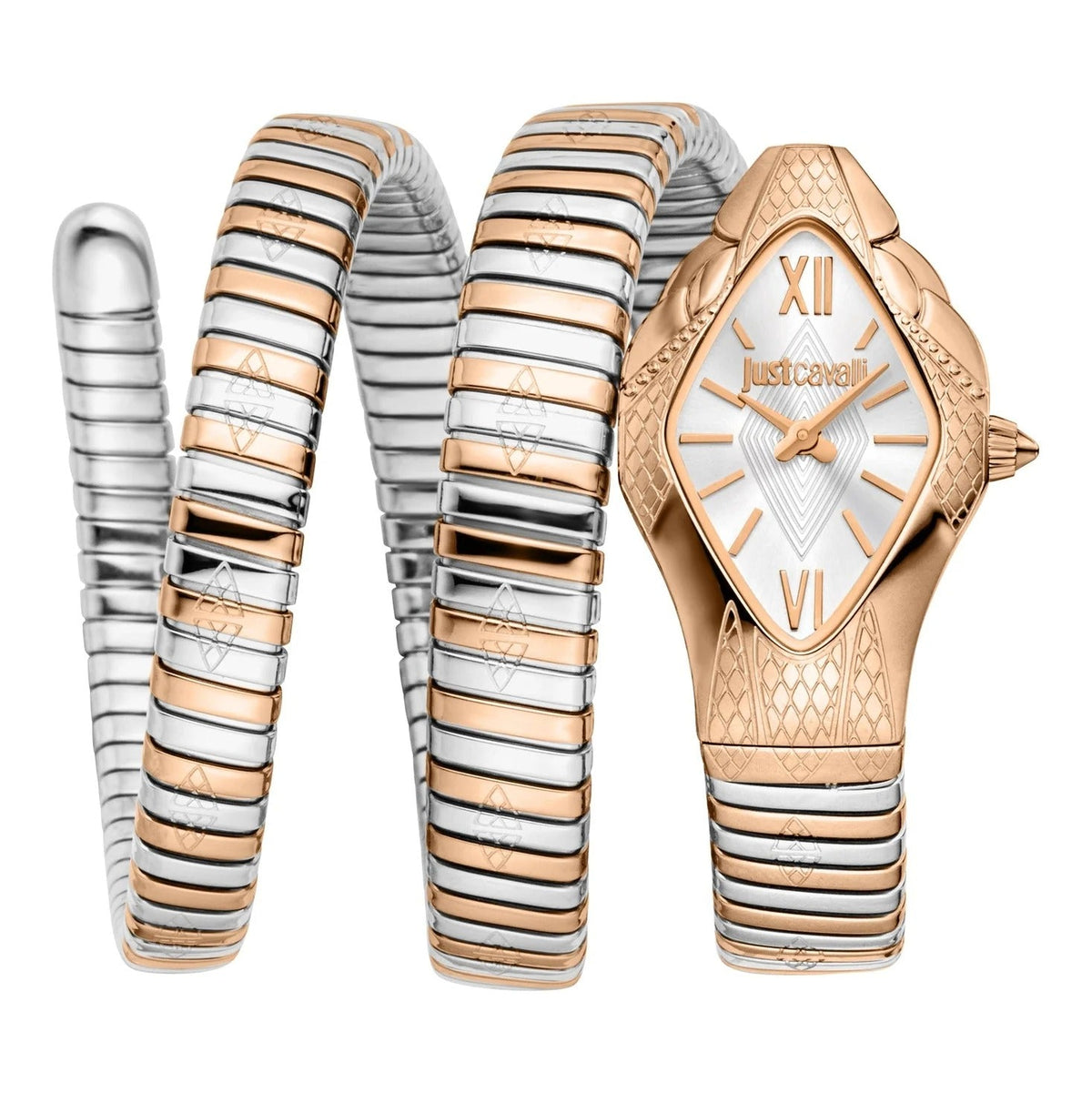 Just Cavalli Cristallo Silver Dial Two Tone Steel Strap Watch for Women - JC1L307M0065