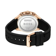 Hugo Boss Runner Chronograph Black Dial Black Silicone Strap Watch for Men - 1514168