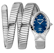 Just Cavalli Classico Lungo Blue Dial Silver Steel Strap Watch for Women - JC1L248M0015